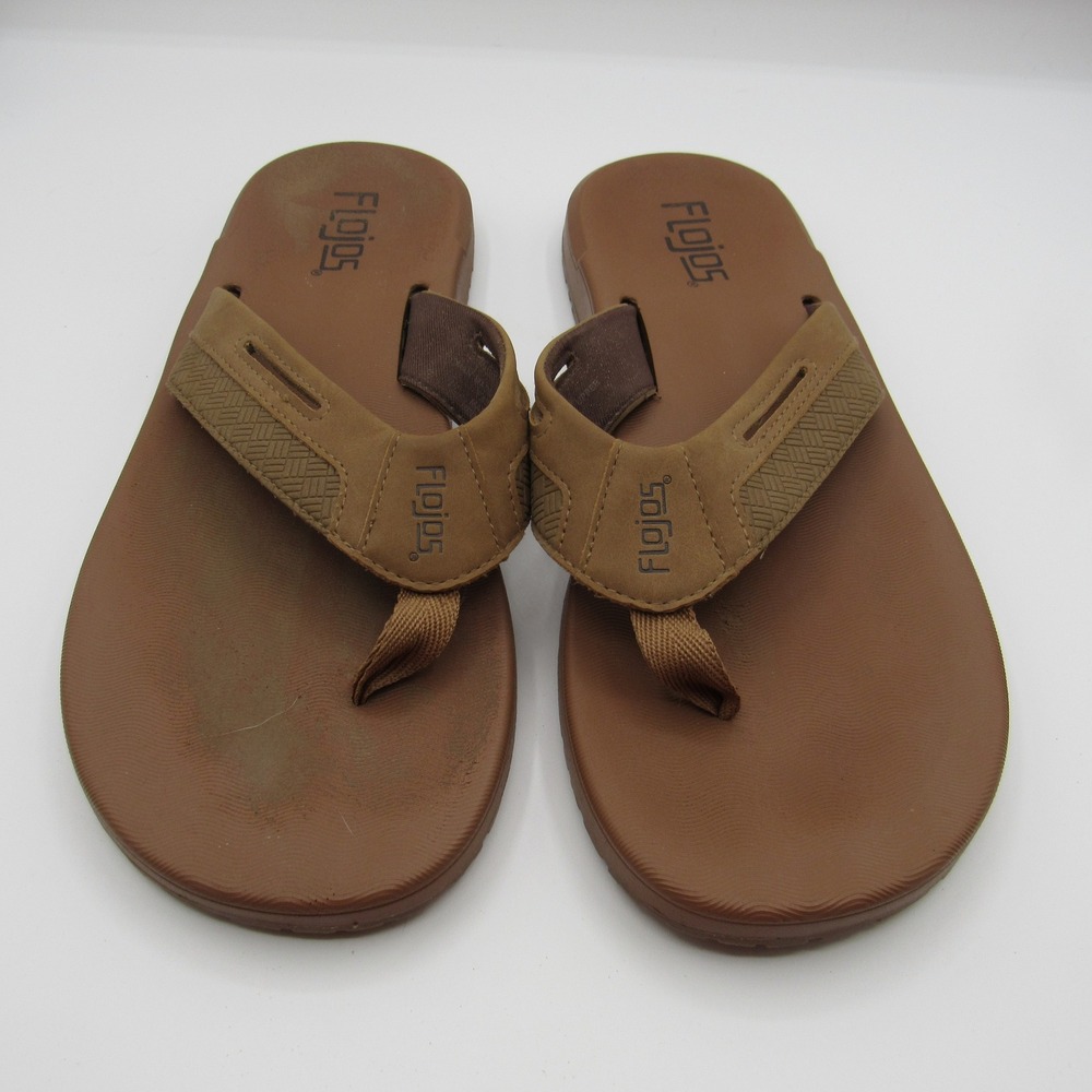 Flojos Flip Flop Sandals Mens 10 Brown Casual Thong Comfort Beach Summer